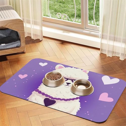 Love Alpaka-Violette Haustier-Füttermatte, 40 x 60 cm, saugfähige Hundematte für Futter und Wassernapf, PU-Leder, Katzenfuttermatte, wasserdicht, schnell trocknend, Haustier-Platzsets, keine Flecken Love Alpaka-Violette Haustier-Füttermatte, 40 x 60 cm, saugfähige Hundematte für Futter und Wassernapf, PU-Leder, Katzenfuttermatte, wasserdicht, schnell trocknend, Haustier-Platzsets, keine Flecken von FHEBNDS