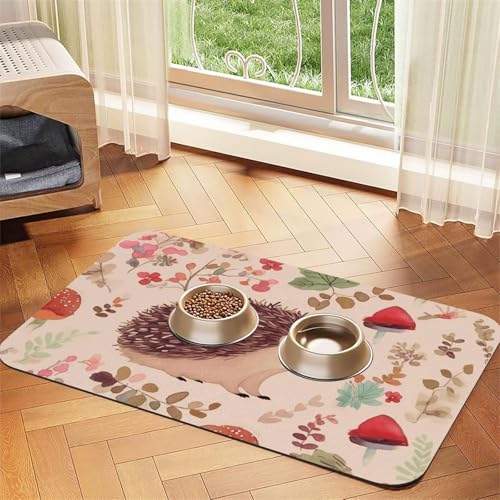 Lovely Igel Haustier-Futtermatte, 40 x 60 cm, saugfähige Hundematte für Futter und Wassernapf, PU-Leder, Katzenfuttermatte, wasserdicht, schnell trocknend, Haustier-Platzsets, keine Flecken Lovely Igel Haustier-Futtermatte, 40 x 60 cm, saugfähige Hundematte für Futter und Wassernapf, PU-Leder, Katzenfuttermatte, wasserdicht, schnell trocknend, Haustier-Platzsets, keine Flecken von FHEBNDS