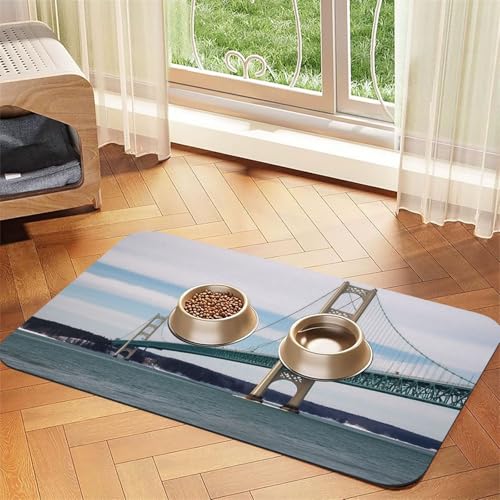Mackinac Hängebrücke, Haustier-Futtermatte, 30 x 45 cm, saugfähige Hundematte für Futter- und Wassernapf, PU-Leder, Katzenfuttermatte, wasserdicht, schnell trocknend, Haustier-Platzsets, keine Flecken Mackinac Hängebrücke, Haustier-Futtermatte, 30 x 45 cm, saugfähige Hundematte für Futter- und Wassernapf, PU-Leder, Katzenfuttermatte, wasserdicht, schnell trocknend, Haustier-Platzsets, keine Flecken von FHEBNDS