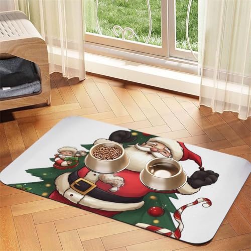 Merry Christmas Haustier-Füttermatte, 30 x 45 cm, saugfähige Hundematte für Lebensmittel, PU-Leder, Katzenfuttermatte, wasserdicht, schnell trocknend, Haustier-Tischsets Merry Christmas Haustier-Füttermatte, 30 x 45 cm, saugfähige Hundematte für Lebensmittel, PU-Leder, Katzenfuttermatte, wasserdicht, schnell trocknend, Haustier-Tischsets von FHEBNDS