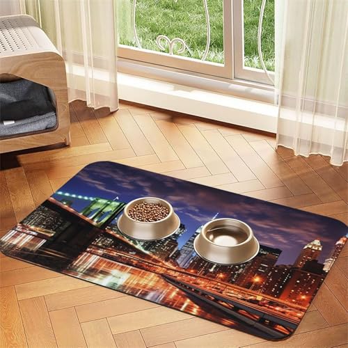 New York Night Futtermatte für Haustiere, 40 x 60 cm, saugfähige Hundematte für Futter und Wassernapf, PU-Leder, Katzenfuttermatte, wasserdicht, schnell trocknend, Haustier-Tischsets, keine Flecken New York Night Futtermatte für Haustiere, 40 x 60 cm, saugfähige Hundematte für Futter und Wassernapf, PU-Leder, Katzenfuttermatte, wasserdicht, schnell trocknend, Haustier-Tischsets, keine Flecken von FHEBNDS