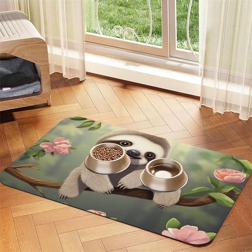 Niedliche Baby-Faultier-Futtermatte, 40 x 60 cm, saugfähige Hundematte für Futter und Wassernapf, PU-Leder, Katzenfuttermatte, wasserdicht, schnell trocknend, Haustier-Platzsets, keine Flecken Niedliche Baby-Faultier-Futtermatte, 40 x 60 cm, saugfähige Hundematte für Futter und Wassernapf, PU-Leder, Katzenfuttermatte, wasserdicht, schnell trocknend, Haustier-Platzsets, keine Flecken von FHEBNDS