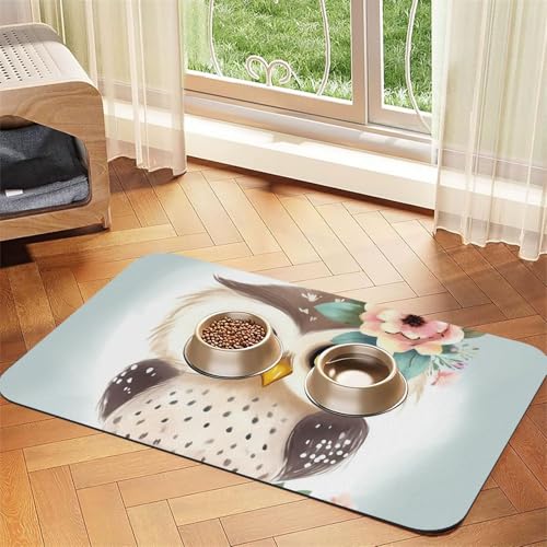 Niedliche Eule mit Blumen, Haustier-Futtermatte, 30 x 45 cm, saugfähige Hundematte für Futter und Wassernapf, PU-Leder, Katzenfuttermatte, wasserdicht, schnell trocknend, Haustier-Tischsets, keine Niedliche Eule mit Blumen, Haustier-Futtermatte, 30 x 45 cm, saugfähige Hundematte für Futter und Wassernapf, PU-Leder, Katzenfuttermatte, wasserdicht, schnell trocknend, Haustier-Tischsets, keine von FHEBNDS