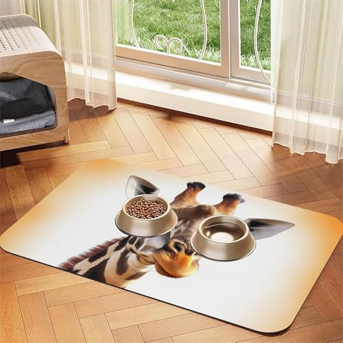 Niedliche Giraffen-Haustier-Füttermatte, 40 x 60 cm, saugfähige Hundematte für Futter- und Wassernapf, PU-Leder, Katzenfuttermatte, wasserdicht, schnell trocknend, Haustier-Tischsets, keine Flecken Niedliche Giraffen-Haustier-Füttermatte, 40 x 60 cm, saugfähige Hundematte für Futter- und Wassernapf, PU-Leder, Katzenfuttermatte, wasserdicht, schnell trocknend, Haustier-Tischsets, keine Flecken von FHEBNDS
