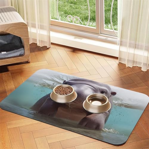 Niedliche Nilpferd-Füttermatte, 30 x 45 cm, saugfähige Hundematte für Futter- und Wassernapf, PU-Leder, Katzenfuttermatte, wasserdicht, schnell trocknend, Haustier-Tischsets, keine Flecken Niedliche Nilpferd-Füttermatte, 30 x 45 cm, saugfähige Hundematte für Futter- und Wassernapf, PU-Leder, Katzenfuttermatte, wasserdicht, schnell trocknend, Haustier-Tischsets, keine Flecken von FHEBNDS