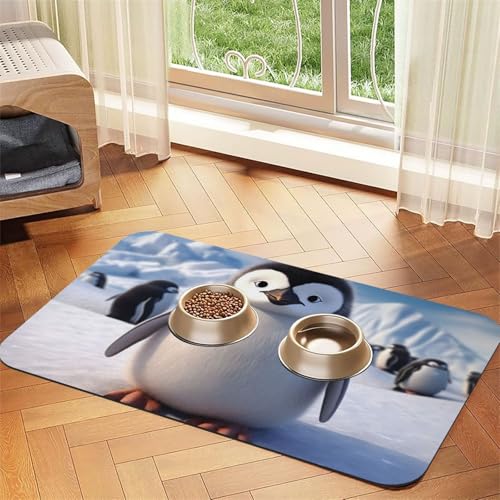 Niedliche Pinguin-Haustier-Füttermatte, 40 x 60 cm, saugfähige Hundematte für Futter und Wassernapf, PU-Leder, Katzenfuttermatte, wasserdicht, schnell trocknend, Haustier-Platzsets, keine Flecken Niedliche Pinguin-Haustier-Füttermatte, 40 x 60 cm, saugfähige Hundematte für Futter und Wassernapf, PU-Leder, Katzenfuttermatte, wasserdicht, schnell trocknend, Haustier-Platzsets, keine Flecken von FHEBNDS