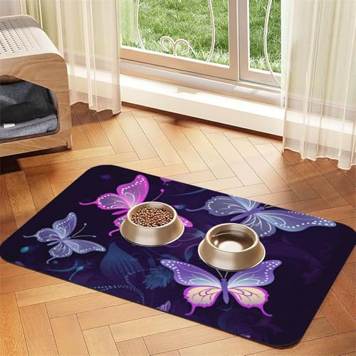 Niedliche Schmetterlings-Haustier-Füttermatte, 40 x 60 cm, saugfähige Hundematte für Futter- und Wassernapf, PU-Leder, Katzenfuttermatte, wasserdicht, schnell trocknend, Haustier-Tischsets, keine Niedliche Schmetterlings-Haustier-Füttermatte, 40 x 60 cm, saugfähige Hundematte für Futter- und Wassernapf, PU-Leder, Katzenfuttermatte, wasserdicht, schnell trocknend, Haustier-Tischsets, keine von FHEBNDS