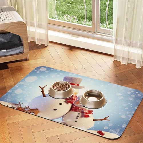 Niedliche Schneemänner-Füttermatte, 40 x 60 cm, saugfähige Hundematte für Futter- und Wassernapf, PU-Leder, Katzenfuttermatte, wasserdicht, schnell trocknend, Haustier-Tischsets, keine Flecken Niedliche Schneemänner-Füttermatte, 40 x 60 cm, saugfähige Hundematte für Futter- und Wassernapf, PU-Leder, Katzenfuttermatte, wasserdicht, schnell trocknend, Haustier-Tischsets, keine Flecken von FHEBNDS