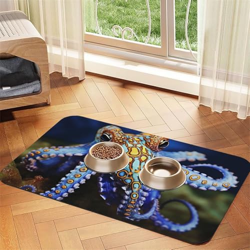 Oktopus-Futtermatte für Haustiere, 40 x 60 cm, saugfähige Hundematte für Futter- und Wassernapf, PU-Leder, Katzenfuttermatte, wasserdicht, schnell trocknend, keine Flecken Oktopus-Futtermatte für Haustiere, 40 x 60 cm, saugfähige Hundematte für Futter- und Wassernapf, PU-Leder, Katzenfuttermatte, wasserdicht, schnell trocknend, keine Flecken von FHEBNDS