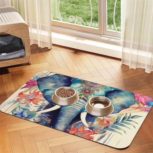 Pfauenfedern, Elefant, Haustier-Futtermatte, 30 x 45 cm, saugfähige Hundematte für Futter und Wassernapf, PU-Leder, Katzenfuttermatte, wasserdicht, schnell trocknend, Haustier-Platzsets, keine Flecken Pfauenfedern, Elefant, Haustier-Futtermatte, 30 x 45 cm, saugfähige Hundematte für Futter und Wassernapf, PU-Leder, Katzenfuttermatte, wasserdicht, schnell trocknend, Haustier-Platzsets, keine Flecken von FHEBNDS