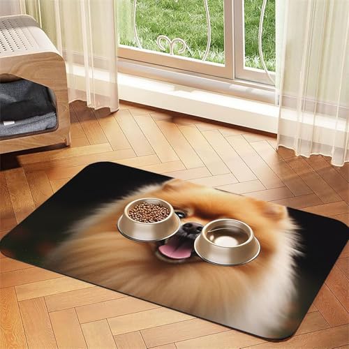 Pomeranian Haustier-Füttermatte, 30 x 45 cm, saugfähige Hundematte für Futter- und Wassernapf, PU-Leder, Katzenfuttermatte, wasserdicht, schnell trocknend, Haustier-Platzsets, keine Flecken Pomeranian Haustier-Füttermatte, 30 x 45 cm, saugfähige Hundematte für Futter- und Wassernapf, PU-Leder, Katzenfuttermatte, wasserdicht, schnell trocknend, Haustier-Platzsets, keine Flecken von FHEBNDS