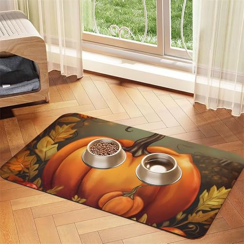 Punmpkin Futternapf-Matte, saugfähige Hundematte für Futter- und Wassernapf, PU-Leder, wasserdicht, schnell trocknend, keine Flecken Punmpkin Futternapf-Matte, saugfähige Hundematte für Futter- und Wassernapf, PU-Leder, wasserdicht, schnell trocknend, keine Flecken von FHEBNDS