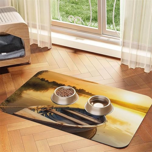 River Sunset Holz-Füttermatte, 40 x 60 cm, saugfähige Hundematte für Futter- und Wassernapf, PU-Leder-Katzenfuttermatte, wasserdicht, schnell trocknend, Haustier-Tischsets, keine Flecken River Sunset Holz-Füttermatte, 40 x 60 cm, saugfähige Hundematte für Futter- und Wassernapf, PU-Leder-Katzenfuttermatte, wasserdicht, schnell trocknend, Haustier-Tischsets, keine Flecken von FHEBNDS