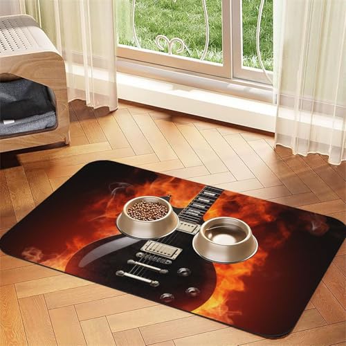 Rock-Gitarre-Futtermatte, 40 x 60 cm, saugfähige Hundematte für Futter- und Wassernapf, PU-Leder, Katzenfuttermatte, wasserdicht, schnell trocknend, Haustier-Tischsets, keine Flecken Rock-Gitarre-Futtermatte, 40 x 60 cm, saugfähige Hundematte für Futter- und Wassernapf, PU-Leder, Katzenfuttermatte, wasserdicht, schnell trocknend, Haustier-Tischsets, keine Flecken von FHEBNDS