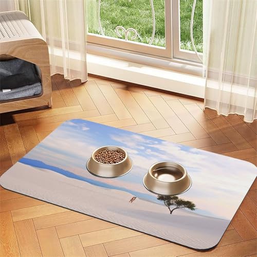 Romantische weiße Sandlandschaft Haustier Futtermatte 40 x 60 cm, saugfähige Hundematte für Futter und Wassernapf, PU-Leder Katzenfuttermatte, wasserdichte Hundenapf-Matten, schnell trocknend Romantische weiße Sandlandschaft Haustier Futtermatte 40 x 60 cm, saugfähige Hundematte für Futter und Wassernapf, PU-Leder Katzenfuttermatte, wasserdichte Hundenapf-Matten, schnell trocknend von FHEBNDS