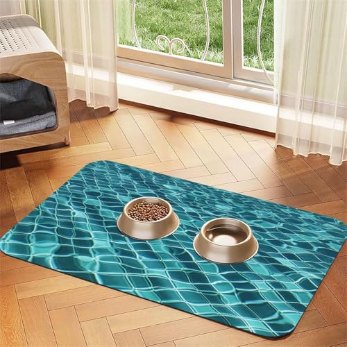 Schwimmbad Wasser Haustier Futtermatte 40 x 60 cm, saugfähige Hundematte für Futter und Wassernapf, PU-Leder Katzenfuttermatte, wasserdichte Hundenapf-Matten, schnell trocknend, Haustier-Tischsets Schwimmbad Wasser Haustier Futtermatte 40 x 60 cm, saugfähige Hundematte für Futter und Wassernapf, PU-Leder Katzenfuttermatte, wasserdichte Hundenapf-Matten, schnell trocknend, Haustier-Tischsets von FHEBNDS