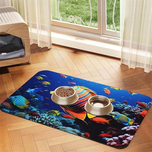 Sea Fishes Futtermatte für Haustiere, 40 x 60 cm, saugfähige Hundematte für Futter und Wassernapf, PU-Leder, Katzenfuttermatte, wasserdicht, schnell trocknend, Haustier-Tischsets, keine Flecken Sea Fishes Futtermatte für Haustiere, 40 x 60 cm, saugfähige Hundematte für Futter und Wassernapf, PU-Leder, Katzenfuttermatte, wasserdicht, schnell trocknend, Haustier-Tischsets, keine Flecken von FHEBNDS