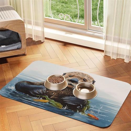 Sea Otter Futtermatte für Haustiere, 30 x 45 cm, saugfähige Hundematte für Futter und Wassernapf, PU-Leder, Katzenfuttermatte, wasserdicht, schnell trocknend, Haustier-Platzsets, keine Flecken Sea Otter Futtermatte für Haustiere, 30 x 45 cm, saugfähige Hundematte für Futter und Wassernapf, PU-Leder, Katzenfuttermatte, wasserdicht, schnell trocknend, Haustier-Platzsets, keine Flecken von FHEBNDS