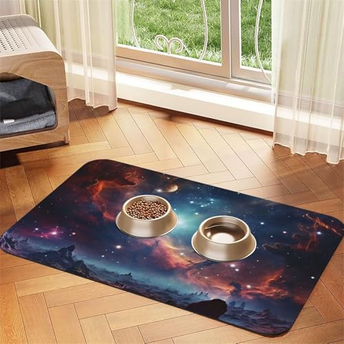 Space Haustier-Futtermatte, 40 x 60 cm, saugfähige Hundematte für Futter und Wassernapf, PU-Leder, Katzenfuttermatte, wasserdicht, schnell trocknend, Haustier-Tischsets, keine Flecken Space Haustier-Futtermatte, 40 x 60 cm, saugfähige Hundematte für Futter und Wassernapf, PU-Leder, Katzenfuttermatte, wasserdicht, schnell trocknend, Haustier-Tischsets, keine Flecken von FHEBNDS