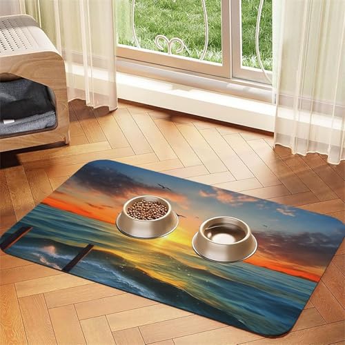 Sunset Sea Haustier-Futtermatte, 40 x 60 cm, saugfähige Hundematte für Futter- und Wassernapf, PU-Leder, Katzenfuttermatte, wasserdicht, schnell trocknend, Haustier-Platzsets, keine Flecken Sunset Sea Haustier-Futtermatte, 40 x 60 cm, saugfähige Hundematte für Futter- und Wassernapf, PU-Leder, Katzenfuttermatte, wasserdicht, schnell trocknend, Haustier-Platzsets, keine Flecken von FHEBNDS
