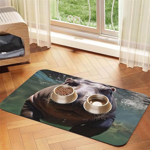 Tauch-Nilpferd-Matte für Haustiere, 40 x 60 cm, saugfähige Hundematte für Futter und Wassernapf, PU-Leder, Katzenfuttermatte, wasserdicht, schnell trocknend, Haustier-Tischsets, keine Flecken Tauch-Nilpferd-Matte für Haustiere, 40 x 60 cm, saugfähige Hundematte für Futter und Wassernapf, PU-Leder, Katzenfuttermatte, wasserdicht, schnell trocknend, Haustier-Tischsets, keine Flecken von FHEBNDS