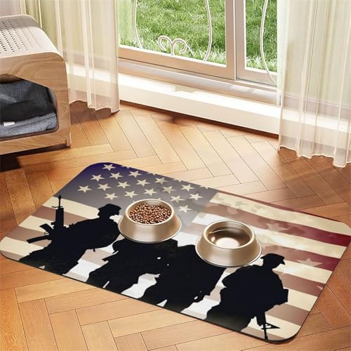 Tier-Futtermatte mit amerikanischem Muster, 40 x 60 cm, saugfähige Hundematte für Futter- und Wassernapf, PU-Leder, Katzenfuttermatte, wasserdicht, schnell trocknend, keine Flecken Tier-Futtermatte mit amerikanischem Muster, 40 x 60 cm, saugfähige Hundematte für Futter- und Wassernapf, PU-Leder, Katzenfuttermatte, wasserdicht, schnell trocknend, keine Flecken von FHEBNDS