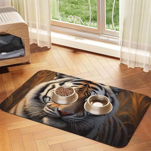 Tiger Futtermatte für Haustiere, 40 x 60 cm, saugfähige Hundematte für Futter und Wassernapf, PU-Leder, Katzenfuttermatte, wasserdicht, schnell trocknend, Haustier-Tischsets, keine Flecken Tiger Futtermatte für Haustiere, 40 x 60 cm, saugfähige Hundematte für Futter und Wassernapf, PU-Leder, Katzenfuttermatte, wasserdicht, schnell trocknend, Haustier-Tischsets, keine Flecken von FHEBNDS