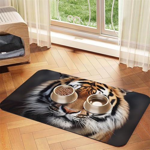 Tiger Futtermatte für Haustiere, 40 x 60 cm, saugfähige Hundematte für Futter und Wassernapf, PU-Leder, Katzenfuttermatte, wasserdicht, schnell trocknend, Haustier-Tischsets, keine Flecken Tiger Futtermatte für Haustiere, 40 x 60 cm, saugfähige Hundematte für Futter und Wassernapf, PU-Leder, Katzenfuttermatte, wasserdicht, schnell trocknend, Haustier-Tischsets, keine Flecken von FHEBNDS