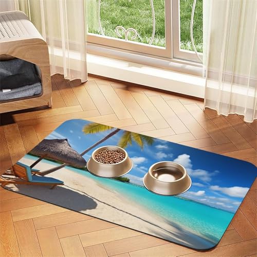 Tropical Beach Haustier-Füttermatte, 40 x 60 cm, saugfähige Hundematte für Futter und Wassernapf, PU-Leder, Katzenfuttermatte, wasserdicht, schnell trocknend, Haustier-Tischsets, keine Flecken Tropical Beach Haustier-Füttermatte, 40 x 60 cm, saugfähige Hundematte für Futter und Wassernapf, PU-Leder, Katzenfuttermatte, wasserdicht, schnell trocknend, Haustier-Tischsets, keine Flecken von FHEBNDS