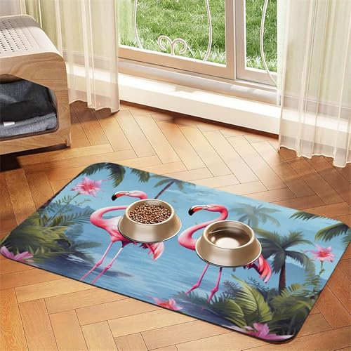 Tropische Flamingo-Füttermatte, 40 x 60 cm, saugfähige Hundematte für Futter- und Wassernapf, PU-Leder, Katzenfuttermatte, wasserdicht, schnell trocknend, Haustier-Platzsets, keine Flecken Tropische Flamingo-Füttermatte, 40 x 60 cm, saugfähige Hundematte für Futter- und Wassernapf, PU-Leder, Katzenfuttermatte, wasserdicht, schnell trocknend, Haustier-Platzsets, keine Flecken von FHEBNDS