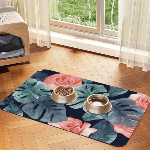 Wasserfarben-Monstera-Muster, Haustier-Futtermatte, 40 x 60 cm, saugfähige Hundematte für Futter und Wassernapf, PU-Leder, Katzenfuttermatte, wasserdicht, schnell trocknend, Haustier-Platzsets, keine Wasserfarben-Monstera-Muster, Haustier-Futtermatte, 40 x 60 cm, saugfähige Hundematte für Futter und Wassernapf, PU-Leder, Katzenfuttermatte, wasserdicht, schnell trocknend, Haustier-Platzsets, keine von FHEBNDS