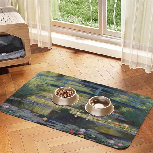 Wasserlilien-Teich-Futtermatte, 40 x 60 cm, saugfähige Hundematte für Futter und Wassernapf, PU-Leder, Katzenfuttermatte, wasserdicht, schnell trocknend, Haustier-Platzsets, keine Flecken Wasserlilien-Teich-Futtermatte, 40 x 60 cm, saugfähige Hundematte für Futter und Wassernapf, PU-Leder, Katzenfuttermatte, wasserdicht, schnell trocknend, Haustier-Platzsets, keine Flecken von FHEBNDS