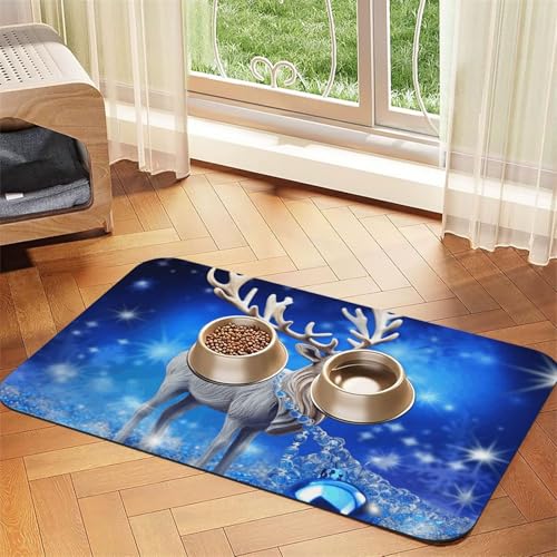 Weihnachtliche Haustier-Futtermatte mit Kristall-Rentier, 30 x 45 cm, saugfähige Hundematte für Futter und Wassernapf, PU-Leder, Katzenfuttermatte, wasserdicht, schnell trocknend, Haustier-Tischsets Weihnachtliche Haustier-Futtermatte mit Kristall-Rentier, 30 x 45 cm, saugfähige Hundematte für Futter und Wassernapf, PU-Leder, Katzenfuttermatte, wasserdicht, schnell trocknend, Haustier-Tischsets von FHEBNDS