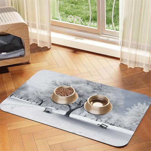 Weiße Schneebaum-Füttermatte, 30 x 45 cm, saugfähige Hundematte für Futter- und Wassernapf, PU-Leder, Katzenfuttermatte, wasserdicht, schnell trocknend, Haustier-Tischsets, keine Flecken Weiße Schneebaum-Füttermatte, 30 x 45 cm, saugfähige Hundematte für Futter- und Wassernapf, PU-Leder, Katzenfuttermatte, wasserdicht, schnell trocknend, Haustier-Tischsets, keine Flecken von FHEBNDS
