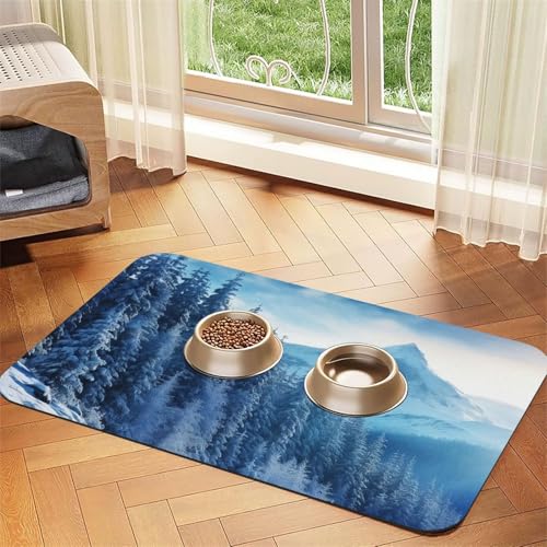 Winter Mountain Haustier-Futtermatte, 40 x 60 cm, saugfähige Hundematte für Futter und Wassernapf, PU-Leder, Katzenfuttermatte, wasserdicht, schnell trocknend, Haustier-Tischsets, keine Flecken Winter Mountain Haustier-Futtermatte, 40 x 60 cm, saugfähige Hundematte für Futter und Wassernapf, PU-Leder, Katzenfuttermatte, wasserdicht, schnell trocknend, Haustier-Tischsets, keine Flecken von FHEBNDS