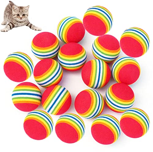 FHEDE 30 Stück Haustier Katzen Bälle, 3.5cm Kätzchen Welpe Haustier Regenbogen Interaktives Spielzeug Aktivität Ausbildung Bälle von FHEDE