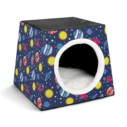 FHEDMN Haustierbett, Oxford-Bett, wasserdicht, für kleine Hunde und Katzen, zusammenklappbares Hundehaus, weiches Kätzchenbett, weiches und warmes Futter, Raumkapsel-Design, maschinenwaschbar von FHEDMN