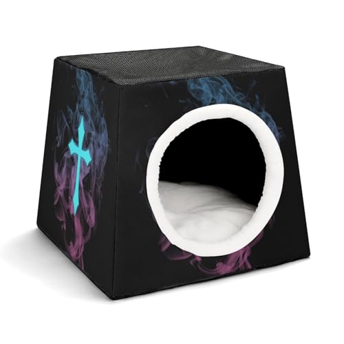 FHEDMN Haustierbett, Oxford-Bett, wasserdicht, für kleine Hunde und Katzen, zusammenklappbares Hundehaus, weiches Kätzchenbett, weiches und warmes Futter, Raumkapsel-Design, maschinenwaschbar von FHEDMN