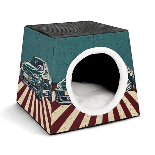 FHEDMN Haustierbett, wasserdichtes Oxford-Haustierbett für kleine Hunde und Katzen, faltbares Hundehaus, Katzenhöhle, weiches warmes Futter, Weltraumkapsel-Design, maschinenwaschbar von FHEDMN