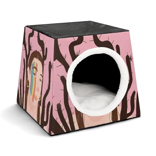 FHEDMN Haustierbett, wasserdichtes Oxford-Haustierbett für kleine Hunde und Katzen, faltbares Hundehaus, Katzenhöhle, weiches warmes Futter, Weltraumkapsel-Design, maschinenwaschbar von FHEDMN