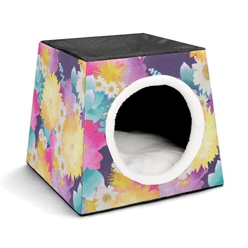 FHEDMN Haustierbett, wasserdichtes Oxford-Haustierbett für kleine Hunde und Katzen, faltbares Hundehaus, Katzenhöhle, weiches warmes Futter, Weltraumkapsel-Design, maschinenwaschbar von FHEDMN