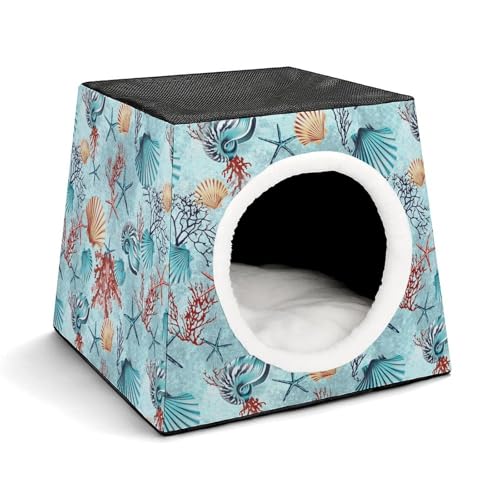FHEDMN Haustierbett, wasserdichtes Oxford-Haustierbett für kleine Hunde und Katzen, faltbares Hundehaus, Katzenhöhle, weiches warmes Futter, Weltraumkapsel-Design, maschinenwaschbar von FHEDMN