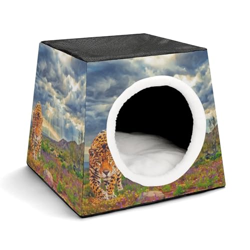 FHEDMN Haustierbett, wasserdichtes Oxford-Haustierbett für kleine Hunde und Katzen, faltbares Hundehaus, Katzenhöhle, weiches warmes Futter, Weltraumkapsel-Design, maschinenwaschbar von FHEDMN