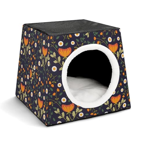 FHEDMN Haustierbett, wasserdichtes Oxford-Haustierbett für kleine Hunde und Katzen, faltbares Hundehaus, Katzenhöhle, weiches warmes Futter, Weltraumkapsel-Design, maschinenwaschbar von FHEDMN