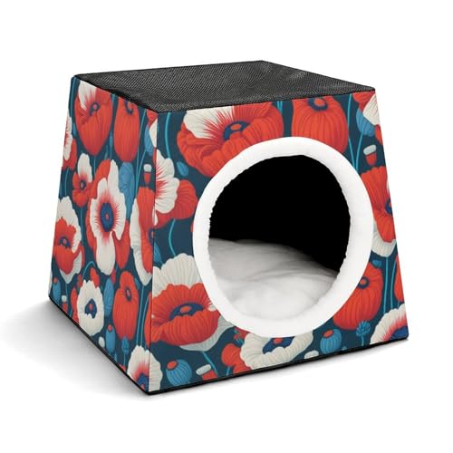 FHEDMN Haustierbett, wasserdichtes Oxford-Haustierbett für kleine Hunde und Katzen, faltbares Hundehaus, Katzenhöhle, weiches warmes Futter, Weltraumkapsel-Design, maschinenwaschbar von FHEDMN