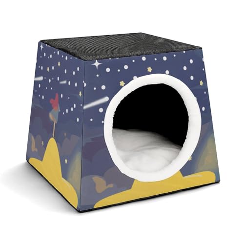 FHEDMN Haustierbett, wasserdichtes Oxford-Haustierbett für kleine Hunde und Katzen, faltbares Hundehaus, Katzenhöhle, weiches warmes Futter, Weltraumkapsel-Design, maschinenwaschbar von FHEDMN