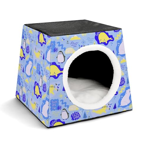 FHEDMN Haustierbett, wasserdichtes Oxford-Haustierbett für kleine Hunde und Katzen, faltbares Hundehaus, Katzenhöhle, weiches warmes Futter, Weltraumkapsel-Design, maschinenwaschbar von FHEDMN