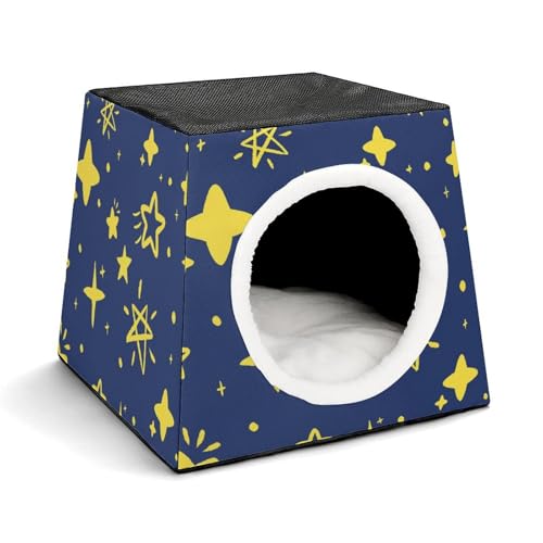 FHEDMN Haustierbett, wasserdichtes Oxford-Haustierbett für kleine Hunde und Katzen, faltbares Hundehaus, Katzenhöhle, weiches warmes Futter, Weltraumkapsel-Design, maschinenwaschbar von FHEDMN