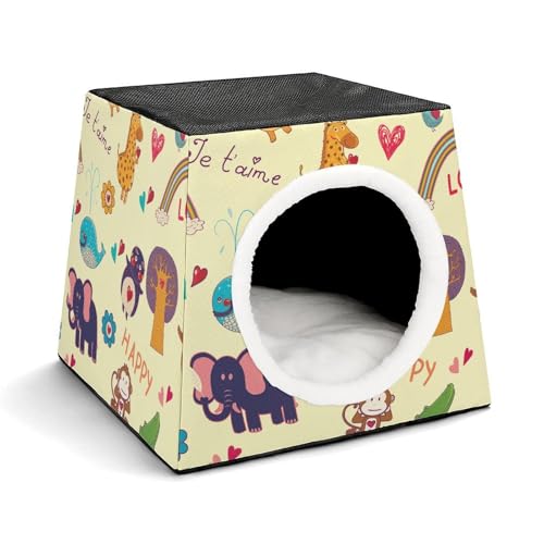 FHEDMN Haustierbett, wasserdichtes Oxford-Haustierbett für kleine Hunde und Katzen, faltbares Hundehaus, Katzenhöhle, weiches warmes Futter, Weltraumkapsel-Design, maschinenwaschbar von FHEDMN