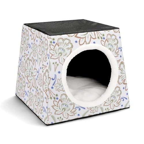 FHEDMN Haustierbett, wasserdichtes Oxford-Haustierbett für kleine Hunde und Katzen, faltbares Hundehaus, Katzenhöhle, weiches warmes Futter, Weltraumkapsel-Design, maschinenwaschbar von FHEDMN